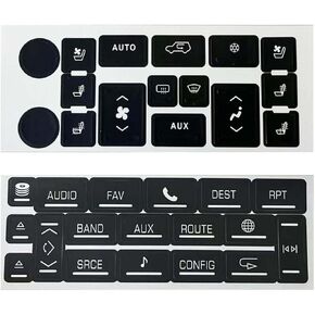 NPSNGSJY AC & Radio Button Repair Stickers Compatible with 2007-2014 Cadillac Escalade EXT ESV Climate Control and Multimedia Radio Button Repair Decal Stickers