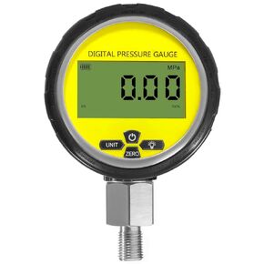 10000PSI Digital Hydraulic Pressure Gauge Pressure Manometer Pressure Sensor with 1/4-Inch NPT Connector Base Entry 700BAR/70Mpa 3.15" Dial Size (Black Silicone Protective Boot)
