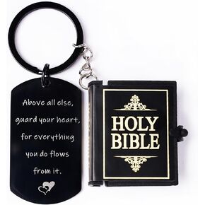EULOGIST Souvenir keychain mini holy Writ Bible verse Christian keyring verse pendant suitable for women and men birthday Thanksgiving Christmas church baptism inspirational tiny book gifts