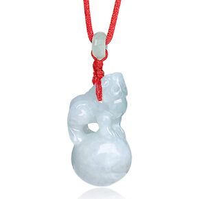 Dahlia Fortune Pixiu Jade Necklace, Real Grade A Certified Burma Jadeite Pi Yao, Adjustable Cord