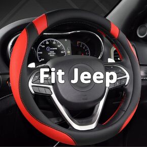 West Llama Customized Auto Car Steering Wheel Cover for Jeep Grand Cherokee,Wrangler,Compass,Gladiator,Cherokee 14.5-15 inches(Black - Standard Size)