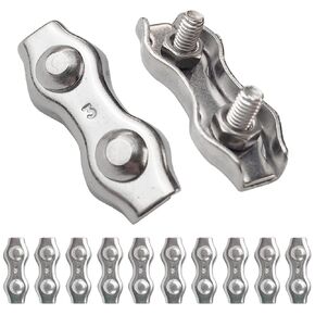 JEANSWILL 10PCs M6 1/4" Wire Rope Simplex Clamps Cable Clips 304 Stainless Steel Single Bolt Cable Clips Clamp Fastener Aircraft