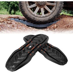 I1MOTOR 2pcs Black Recovery Boards Tire Traction Mats With Storage Bag, Assist Off-Road Trapped Vehicles To Escape Desert, Mud, Snow And Climbing Obstacles, Car Extraction Accessories