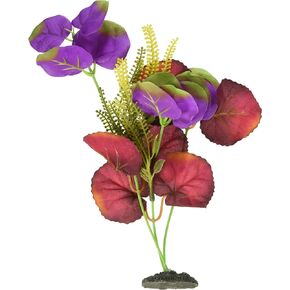 Marina Naturals, Indigo/Red Moneywort Silk Plant, Large Fish Tank Decoration, PP124