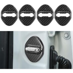 TOMALL 4pcs Car Door Lock Latches Cover Protector Compatible with Toyota 86 Camry Tacoma RAV4 Corolla Highlander Tundra Prius CHR Avalon Accessories Stainless Steel Car Door Lock Decor (Carbon Fiber)