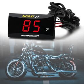 Motorcycle Water Temperature Meter Universal Digital Water Thermometer Fahrenheit Temperature Gauge for Racing Scooter LED Display DC 12V (Red)