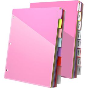 HABGP 16PCS/2 Set 3 Ring Binder Dividers with Tabs, Dividers with Clear Front Pockets and Tabs for 3 Ring Binder, 8 Tab Folder Dividers, Three Ring File Dividers with Tabs,Tabbed Index Dividers