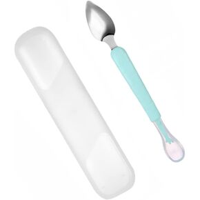 مجموعة Toddmomy 1 ملعقة ذات رأس مزدوج، ملعقة طين من السيليكون لكشط الفاكهة وملاعق التغذية ومجموعة ملاعق التدريب للرضع، in Kuwait