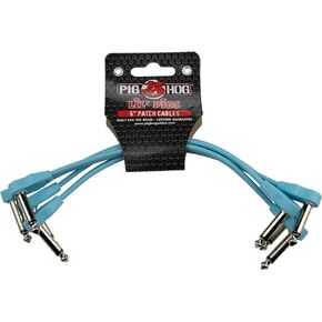 Pig Hog Lil Pigs 6 in Low Profile Patch Cables 4 Pack, Daphne Blue