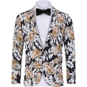 TURETRENDY Men's Printed Blazer Casual Slim Fit One Button Sports Coat Festival Party Jacket