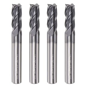 HARFINGTON 4pcs Square End Mills 1/4" Cutting Dia HRC 60 4 Flutes AlTiN Coating Tungsten Steel Carbide Mill Bit for Hardened Steels