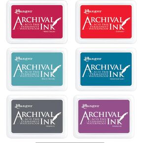 Bundle - Ranger Ink Tim Holtz Archival March 2024 6 Pads Aubergine, Beach Cruiser, Cayenne, Graphite, Mountain Lake, and Wine Cellar