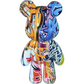 Coniuty Graffiti Bear Decorative Animal Resin Sculpture Home Decor Statue, Art Figurine Home Ornament Decoration for Office, Living Room, Bedroom, Book Shelf, TV Cabinet, Desktop (Graffiti Decor)