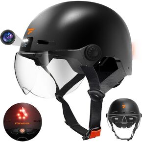 SHERRYFISH Smart Bike Helmet for Adult, Helmet with 1080P Camera(32GB TF Card Included), Helmet Video Recorder with Security Lights for Safe Riding，Motorcycle Helmet