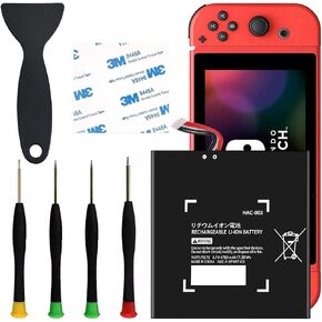 Qoutmcuy HAC-003 تبديل البطارية | متوافق مع وحدة التحكم نينتندو سويتش HAC-001 | بطارية داخلية عالية السعة 4700 مللي أمبير | مع مجموعة أدوات إصلاح DIY in Kuwait