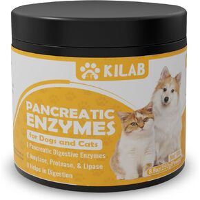 Pancreatic Enzymes for Dogs - Kilab - Pancreatin for Dogs and Cats - Pancreatic Enzyme - 10x Digestive enzymes - Designed for Pets with EPI (8.8 oz)