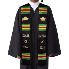 Kente Cloth Graduation Stole of 2024 أوشحة وشالات التخرج الأمريكية الأفريقية وشاح التخرج المصنوع من الفن الأفريقي الأصيل لعرض تراثك بفخر in Kuwait