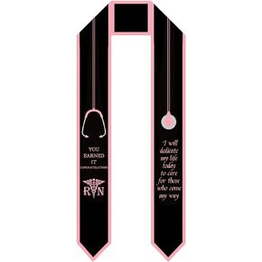 Whaline Nurse Graduation Sash Pink Black Nursing Sash Scarf Graduation Decorative Long Stole for Graduates Nurse Day Graduation Celebration Party Decor Gift Supplies, 5.1 x 70.9 Inch