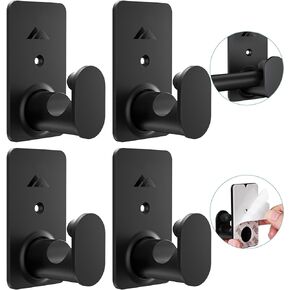 No Drill Curtain Rod Brackets Upgrade 3M Adhesive No Drilling Curtain Rod Holders Renter Friendly Curtain Rod Hooks Nail Free Suitable for Poles 5/8 Inch (4Pcs White)