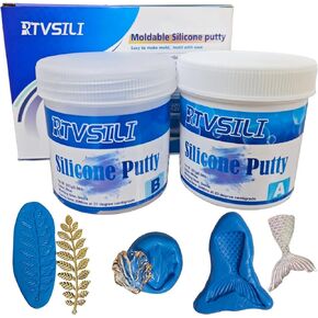RTVSILI Brilliant Blue Silicone Putty, Easy to Use Silicone Mold Making Kit with 1LB, Silicone Putty for Durable Silicone Mold Making, Non-Toxic for Resin, Soap Casting