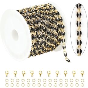 KYUNHOO 4 Meters Colorful Oil Drip Cable Chain for Jewelry Making, 16K Gold Plated Brass Chain Mixed Color Enamel Chain Necklace Women Bracelet DIY Jewelry Supplies Findings