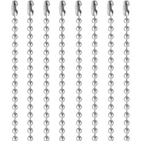 Pack of 50 Ball Bead Chain, Dog Tag Chain Necklace Bulk 24 inches Silver Nickel Plated Ball Chain for Jewelry Making DIY Crafts 2.4mm Bead Adjustable Metal Pull Chain with Matching Connector