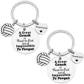 FY 2 Pcs Volleyball Coach Keychain Thank you Gift Keychain for Volleyball Coach Great Coach is Hard to Find and Impossible to Forget