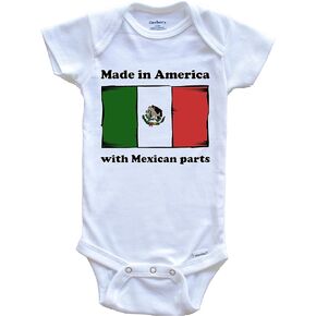 Made in America with Mexican Parts Funny Mexico Flag One Piece Baby Bodysuit