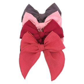 Pack of 4 Gorgeous Fable Bow Hair Clips for Girls Women Linen Hair Bow Alligator Clips Toddler Baby Mom Young Girl Hair Accessories (Pink/Rose)