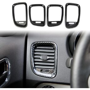 Carbon fiber dashboard air vent cover AC outlet trim kit for Dodge Durango 2011-2020