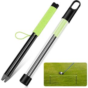 2 Pieces Golf Putting Aid String with Pegs Golf Putting String Guide Golf Putting Training Aid String Alignment Putting String Line Golf Putting Guide Line for Trainer Indoor Practice, Green
