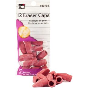 Charles Leonard Pencil Eraser Caps, Pink, 12-Pack (80799)