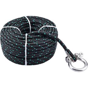YaeMarine 3/16" x 100' خط مرساة حبل مرساة بحري ممتاز مع كشتبان من الفولاذ المقاوم للصدأ وقيد للروافع الكهربائية (أسود/أحمر) in Saudi Arabia