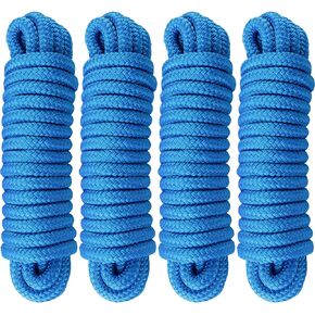 Amarine Made Double Braided Nylon Dock Lines 7700 lbs Breaking Strength (L:25 ft. D:5/8 inch Eyelet:15 inch) 4 Pack Marine Mooring Rope with Loop Boat Dock Lines Working Load Limit:1540 lbs