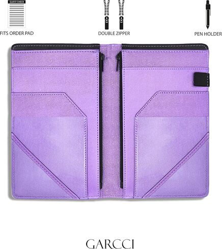Garcci Server Book Air Double Zipper, with Expandable Zipper Pockets (8.5-inch x 5.5-inch, Normal Storage Capacity) - Purple in Saudi Arabia