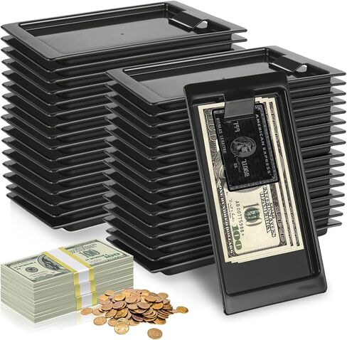 SHUESS 32 حزمة من حاملات الشيكات السوداء، مقدمي فحص المطاعم، صواني مقدمي الشيكات، صواني بلاستيكية للنادلة المستخدمة في المطاعم والمقاهي in Kuwait