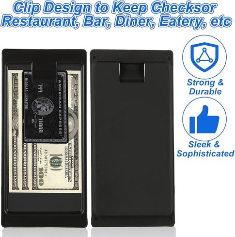 SHUESS 32 حزمة من حاملات الشيكات السوداء، مقدمي فحص المطاعم، صواني مقدمي الشيكات، صواني بلاستيكية للنادلة المستخدمة في المطاعم والمقاهي in Kuwait
