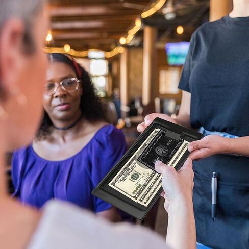 SHUESS 32 حزمة من حاملات الشيكات السوداء، مقدمي فحص المطاعم، صواني مقدمي الشيكات، صواني بلاستيكية للنادلة المستخدمة في المطاعم والمقاهي in Kuwait