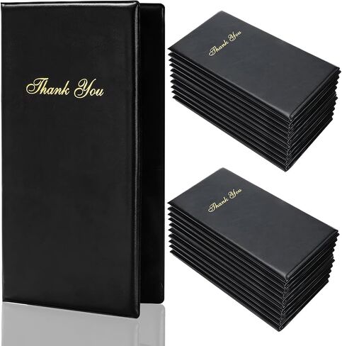 AYSUM 20 Pack Restaurant Check Presenters PVC Leather Check Presenters for Servers 10" x 5.5" Guest Check Card Holder with Gold Thank You Imprint Guest Checkbook for Restaurants Eatery Bar and Cafe in Saudi Arabia