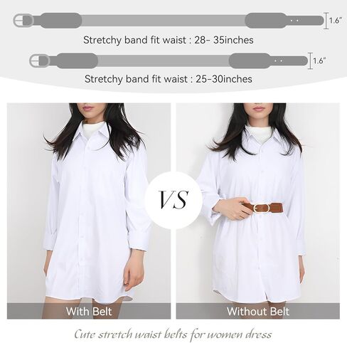 أحزمة XZQTIVE النسائية المرنة القابلة للتمدد لفستان مريح وحزام خصر للسيدات قابل للتمدد مع إبزيم ذهبي أنيق in Kuwait