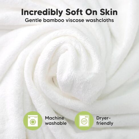 6-Pack Baby Washcloths, Soft Absorbent Washcloths for Face, Body (White) | Viscose from Bamboo Washcloths, Baby Towels, Newborn, Kids, Toddlers, Infant, Gentle on Sensitive Skin, 10x10, Reusable in Saudi Arabia