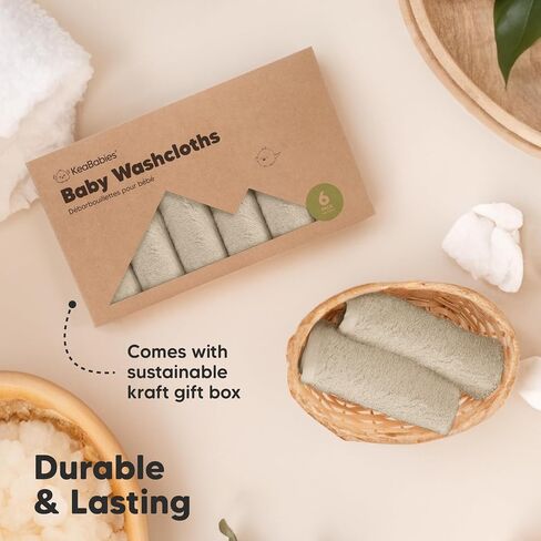 6-Pack Baby Washcloths, Soft Absorbent Washcloths for Face, Body (White) | Viscose from Bamboo Washcloths, Baby Towels, Newborn, Kids, Toddlers, Infant, Gentle on Sensitive Skin, 10x10, Reusable in Saudi Arabia