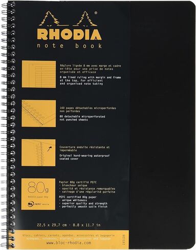 Rhodia Wirebound Notebook, A4+, Lined - Black in Saudi Arabia