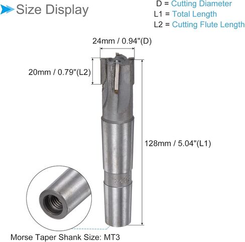 CoCud Square Nose End Mill, 4 Flute 0.9" Cutting Dia, Solid Tungsten Carbide Tip Uncoated Milling Cutter with MT3 Morse Taper Shank - (Applications: for Steel Cutting) in Saudi Arabia