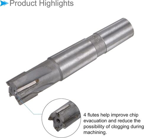 CoCud Square Nose End Mill, 4 Flute 0.9" Cutting Dia, Solid Tungsten Carbide Tip Uncoated Milling Cutter with MT3 Morse Taper Shank - (Applications: for Steel Cutting) in Saudi Arabia