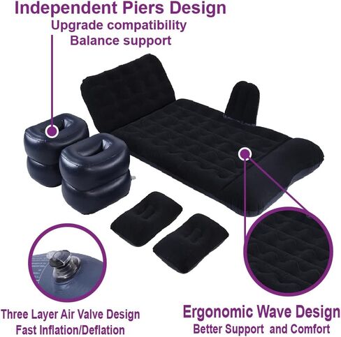 Car Air Mattress, Inflatable Car Mattress for Back Seat, Car Bed with Air Pump, Home Sleeping Pad (Dark) in Saudi Arabia