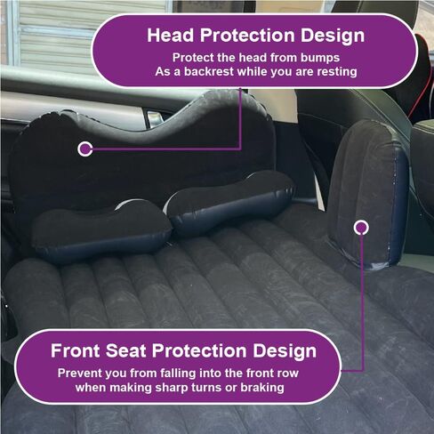 Car Air Mattress, Inflatable Car Mattress for Back Seat, Car Bed with Air Pump, Home Sleeping Pad (Dark) in Saudi Arabia