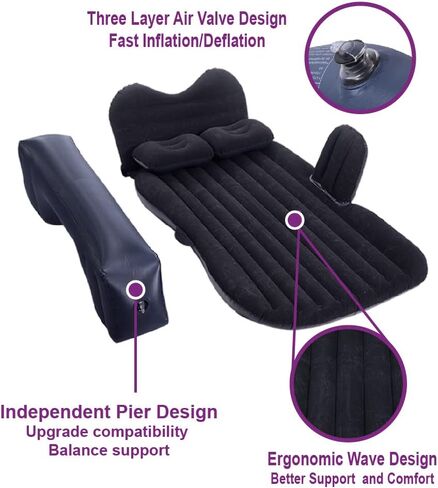 Car Air Mattress, Inflatable Car Mattress for Back Seat, Car Bed with Air Pump, Home Sleeping Pad (Dark) in Saudi Arabia