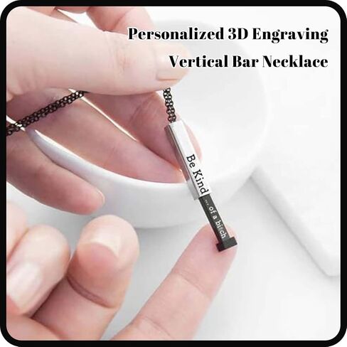 chewgum Be Kind...Of A Bi*ch - Hidden Message Necklace, Be Kind of a b Hidden Necklace, Personalized 3D Engraving Vertical Bar Necklace, Stainless Steel Be kind Necklace for Women Girls in Saudi Arabia