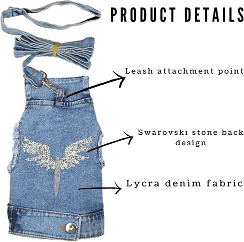 Dog Harness Jacket, Dog Denim Jacket, Luxury Dog Clothes, Swarovski Stone Back Design Dog Clothes, ropa para Perros pequenos, XXS Dog Clothes, Dog Jeans, Teacup Dog Clothes, Blue Jean pet Clothes in Saudi Arabia